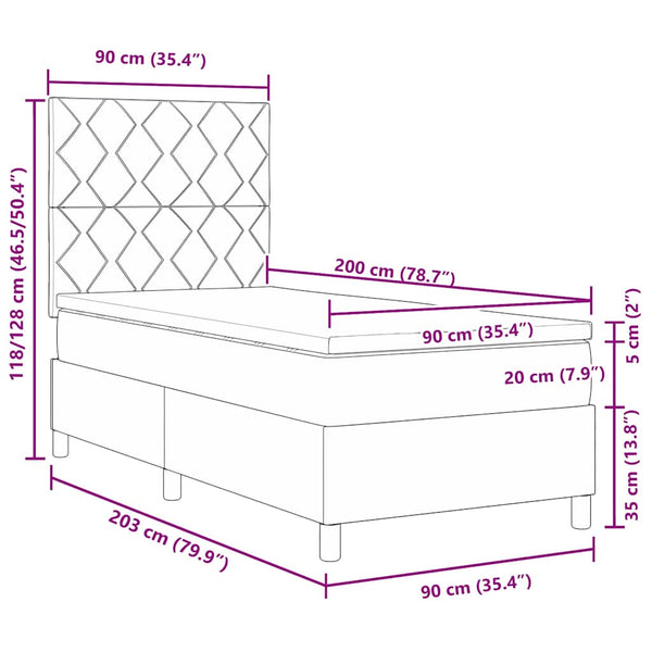 LED Boxspringbett Dunkelgrün 90x200 cm