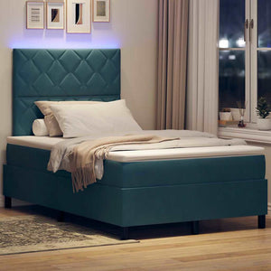 vidaXL Lit coffre à LED avec tête de lit Bleu foncé 120 x 200 cm Velours