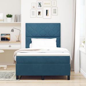 vidaXL Lit coffre à LED avec tête de lit Bleu foncé 120 x 200 cm Velours