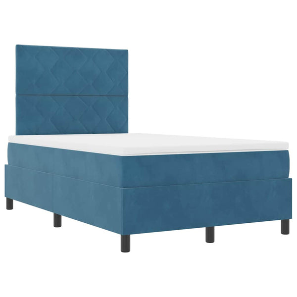 vidaXL Lit coffre à LED avec tête de lit Bleu foncé 120 x 200 cm Velours