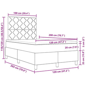 vidaXL Lit coffre à LED avec tête de lit Bleu foncé 120 x 200 cm Velours