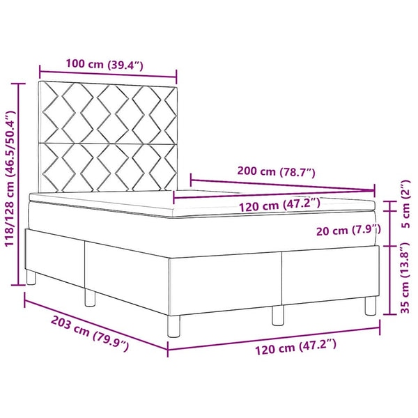 vidaXL Lit coffre à LED avec tête de lit Bleu foncé 120 x 200 cm Velours