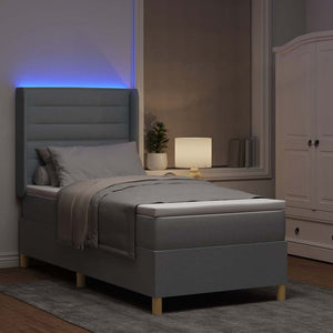 vidaXL Lit-coffre avec bandes lumineuses LED Gris clair 80 x 200 cm Tissu