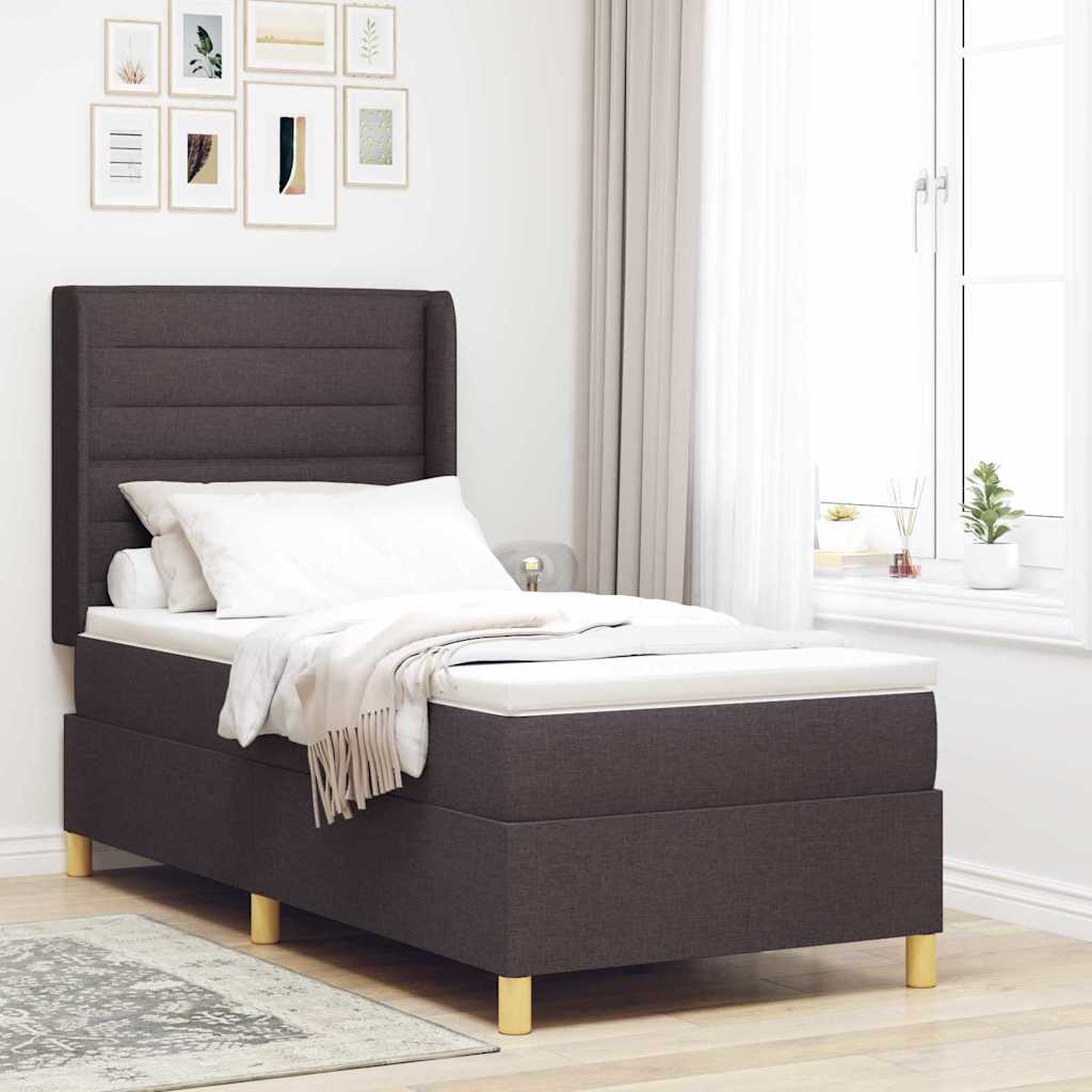 vidaXL Lit coffre tapissé avec bandes LED Marron 80 x 200 cm Tissu