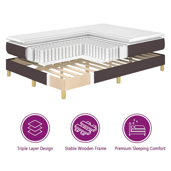 vidaXL Lit coffre tapissé avec bandes LED Marron 80 x 200 cm Tissu