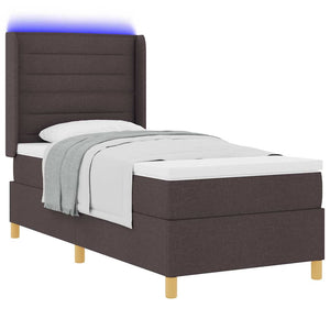 vidaXL Lit coffre tapissé avec bandes LED Marron 80 x 200 cm Tissu