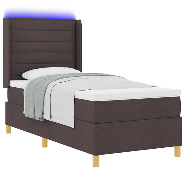 vidaXL Lit coffre tapissé avec bandes LED Marron 80 x 200 cm Tissu