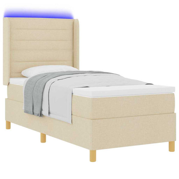 Boxspringbett Creme mit LED 80x200 cm