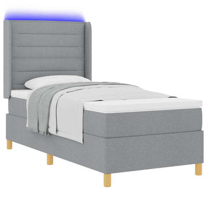 Boxspringbett Hellgrau mit LED 90x190 cm