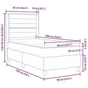 Boxspringbett Taupe mit LED 90x190 cm