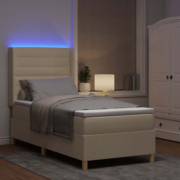 Boxspringbett Creme mit LED 90x190 cm