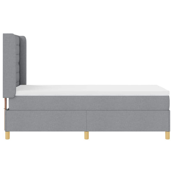 vidaXL Lit boxspring avec bandes lumineuses LED Gris clair 90 x 200 cm Tissu