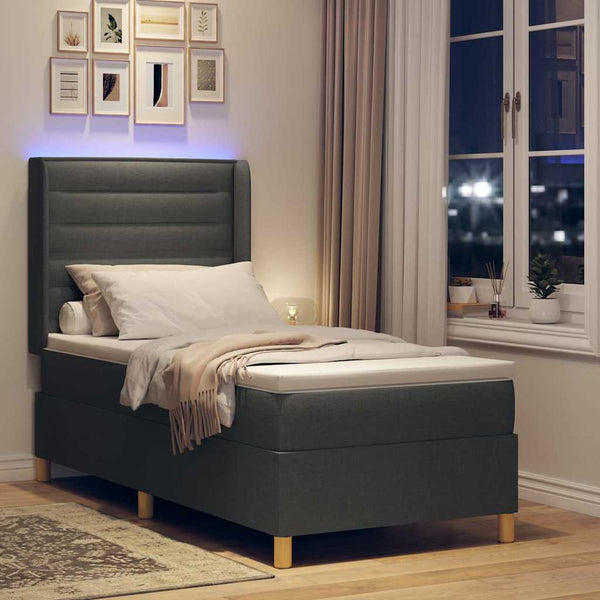 vidaXL Lit tapissier avec oreillers et tête de lit gris 90 x 200 cm Tissu
