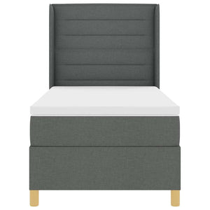 vidaXL Lit tapissier avec oreillers et tête de lit gris 90 x 200 cm Tissu