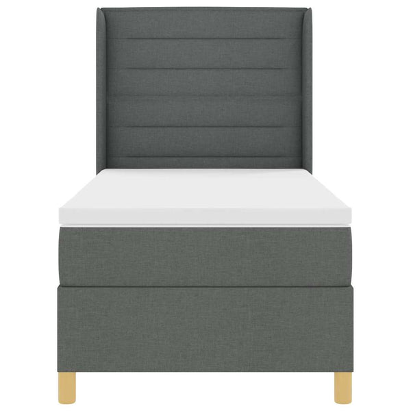 vidaXL Lit tapissier avec oreillers et tête de lit gris 90 x 200 cm Tissu