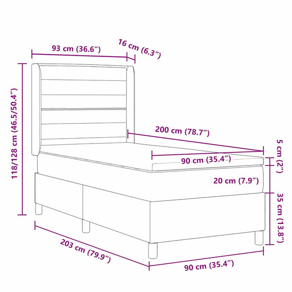 Boxspringbett Braun 90x200 cm mit LED