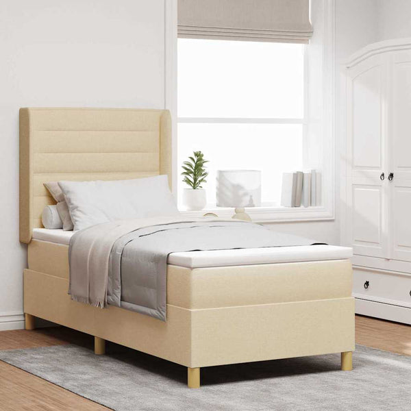 Boxspringbett Creme 90x200 cm mit LED