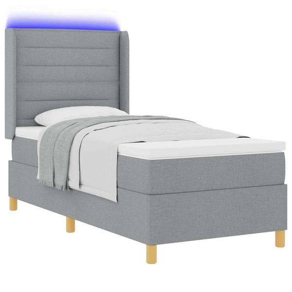 Boxspringbett mit LED Hellgrau 100x200 cm