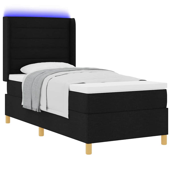 Boxspringbett Schwarz 100x200 cm mit LED