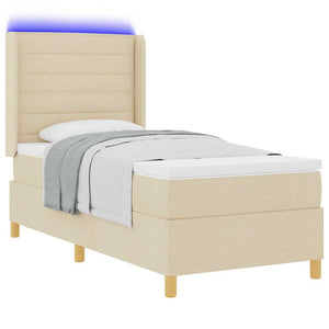 Boxspringbett Creme mit LED 100x200 cm