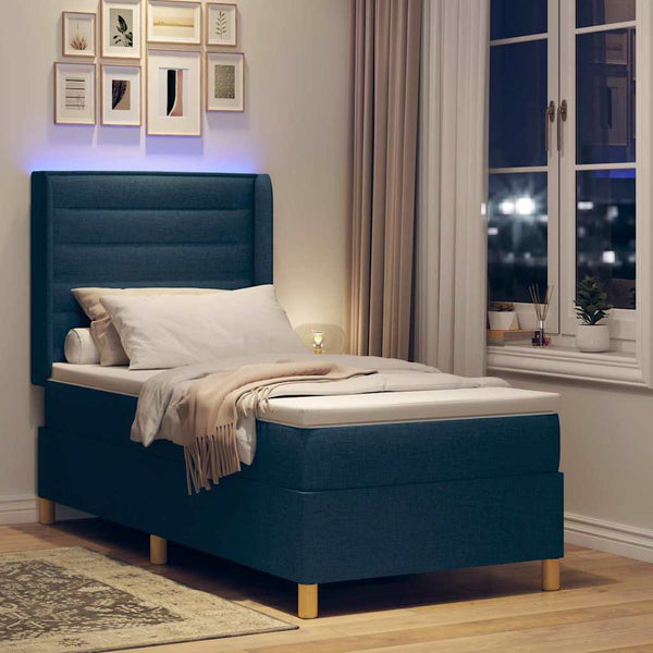 Boxspringbett Blau 100x200 cm mit LED