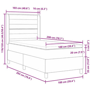 Boxspringbett Blau 100x200 cm mit LED