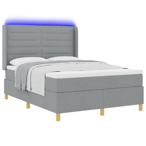 Boxspringbett 140x190 cm Hellgrau mit LED