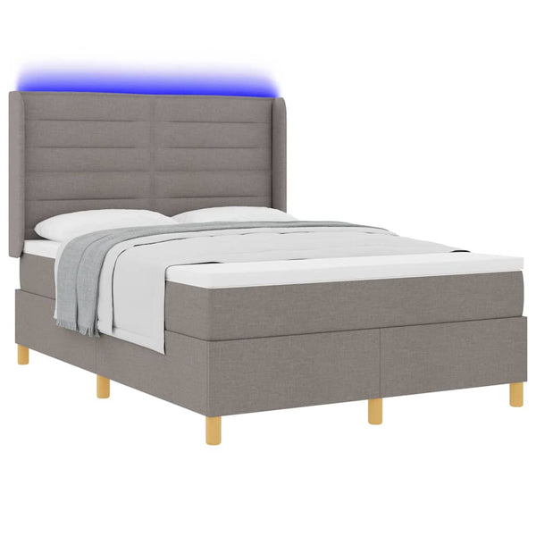 Boxspringbett Taupe mit LED 140x190 cm
