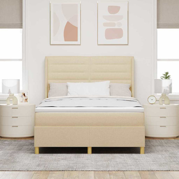 Boxspringbett Creme mit LED 140x190 cm