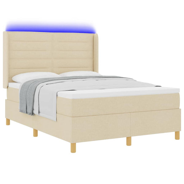 Boxspringbett Creme mit LED 140x190 cm