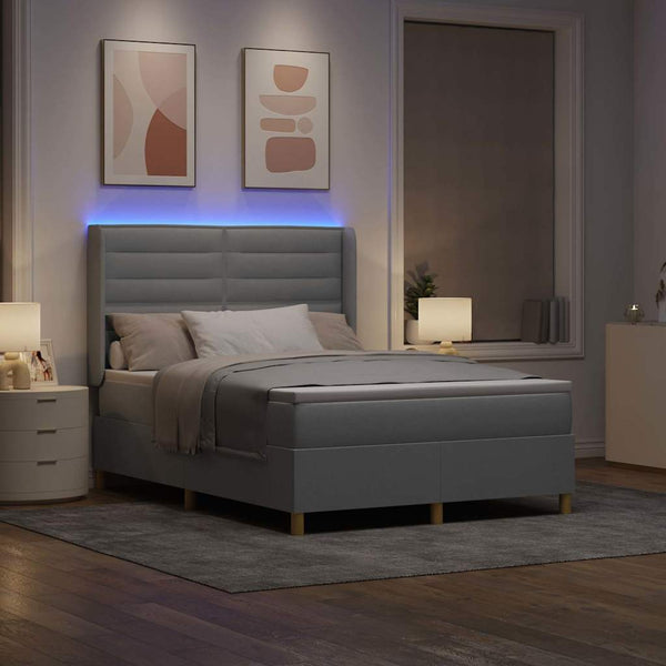 Boxspringbett 140x200 cm mit LED Hellgrau