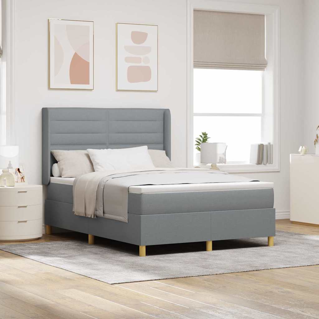 Boxspringbett 140x200 cm mit LED Hellgrau