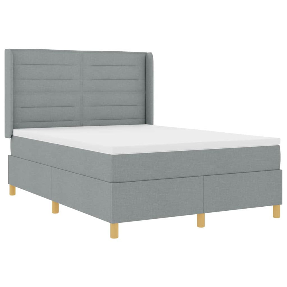 vidaXL Lit coffre avec bandes LED gris clair 140 x 200 cm tissu