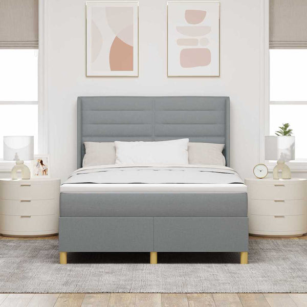Boxspringbett 160x200 cm mit LED Hellgrau