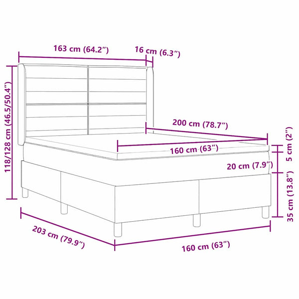 Boxspringbett 160x200 cm mit LED Schwarz