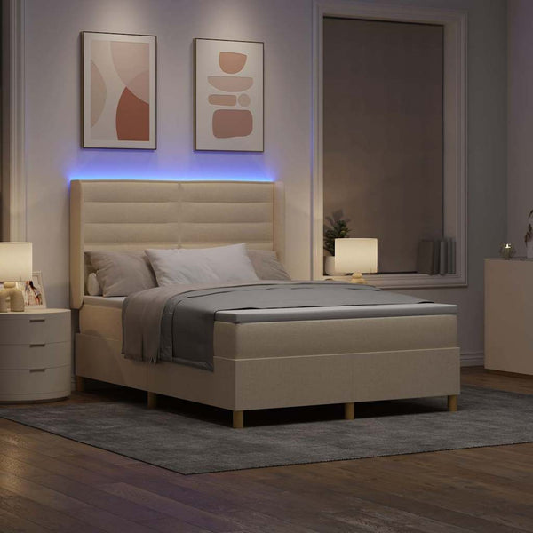Boxspringbett Creme 160x200 cm mit LED