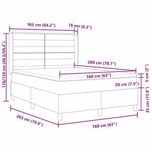 Boxspringbett Creme 160x200 cm mit LED