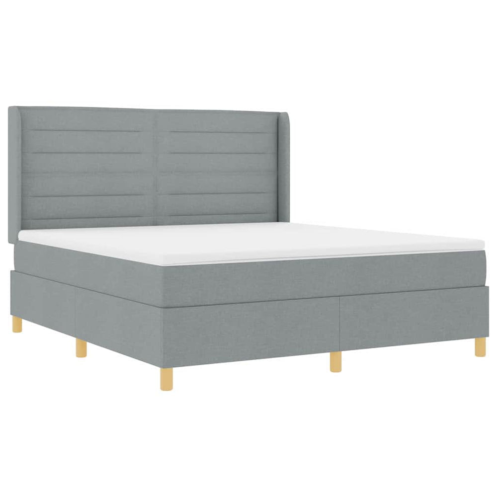 vidaXL Box Spring Bed with LED Light Strips Light Grey 180 x 200 cm Fabric