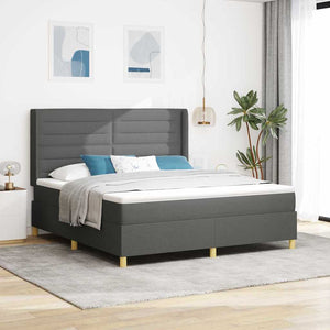 vidaXL Lit coffre tapissier avec bande LED Gris Tissu 180 x 200 cm