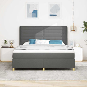vidaXL Lit coffre tapissier avec bande LED Gris Tissu 180 x 200 cm