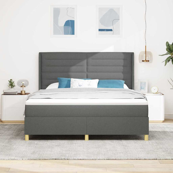 vidaXL Lit coffre tapissier avec bande LED Gris Tissu 180 x 200 cm