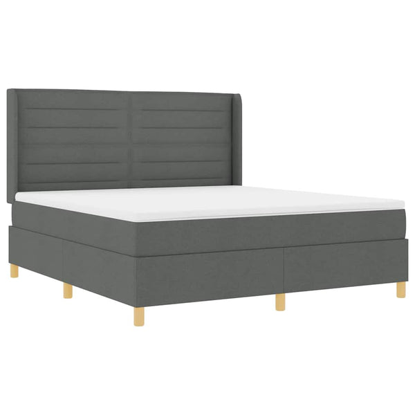 vidaXL Lit coffre tapissier avec bande LED Gris Tissu 180 x 200 cm