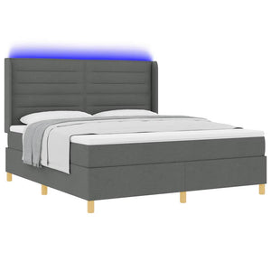 vidaXL Lit coffre tapissier avec bande LED Gris Tissu 180 x 200 cm