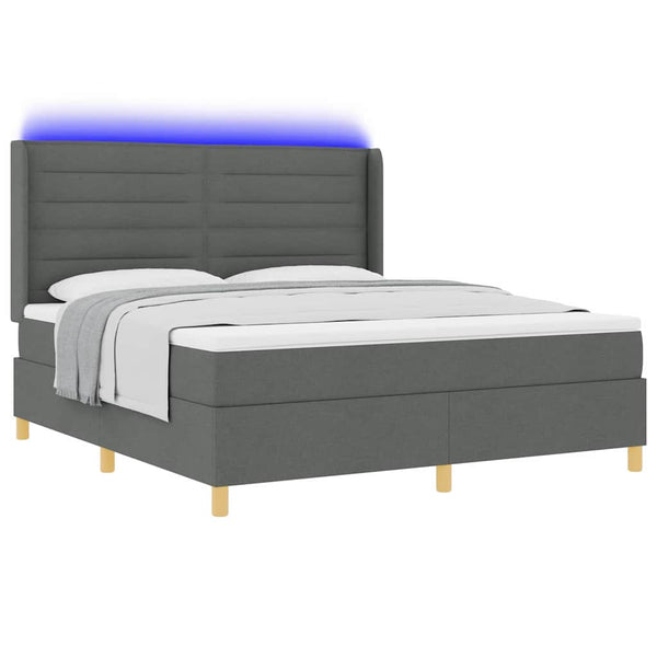 vidaXL Lit coffre tapissier avec bande LED Gris Tissu 180 x 200 cm