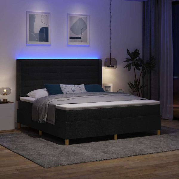 Boxspringbett 180x200 cm mit LED Schwarz