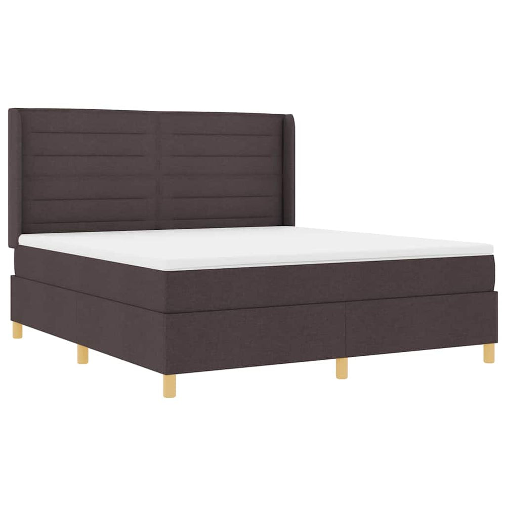 vidaXL Box Spring Bed with LED Strip Lights Brown 180 x 200 cm Fabric
