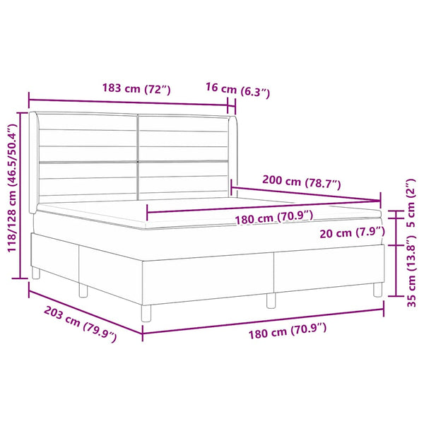 Boxspringbett Taupe mit LED 180x200 cm