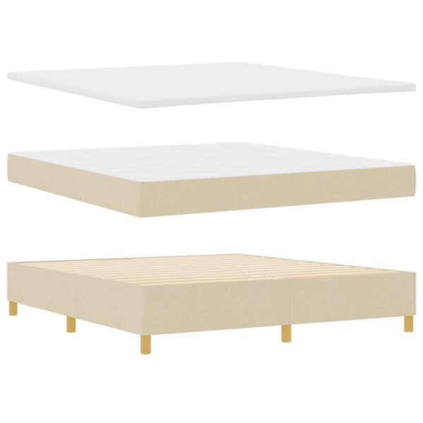 vidaXL Lit coffre à ressorts avec bandes LED Crème 180 x 200 cm Tissu