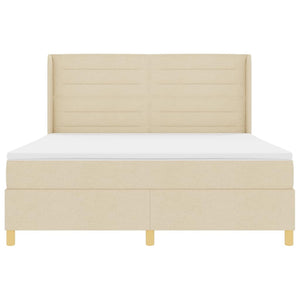 vidaXL Lit coffre à ressorts avec bandes LED Crème 180 x 200 cm Tissu