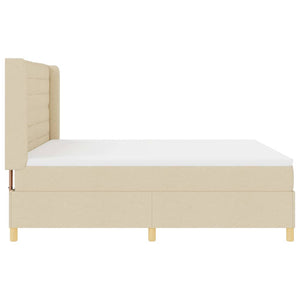 vidaXL Lit coffre à ressorts avec bandes LED Crème 180 x 200 cm Tissu